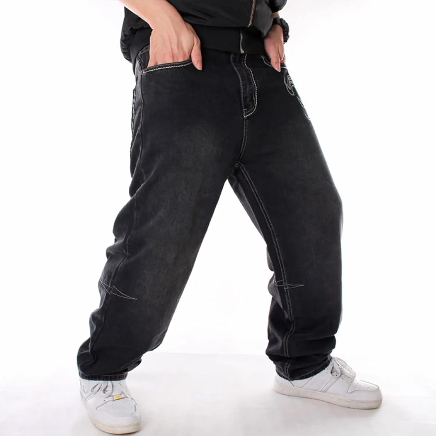 Men Baggy Jeans Y2k Relaxed Fit Embroidery Jnco Jeans Loose Skater Pants Hip Hop Dance Denim Pants