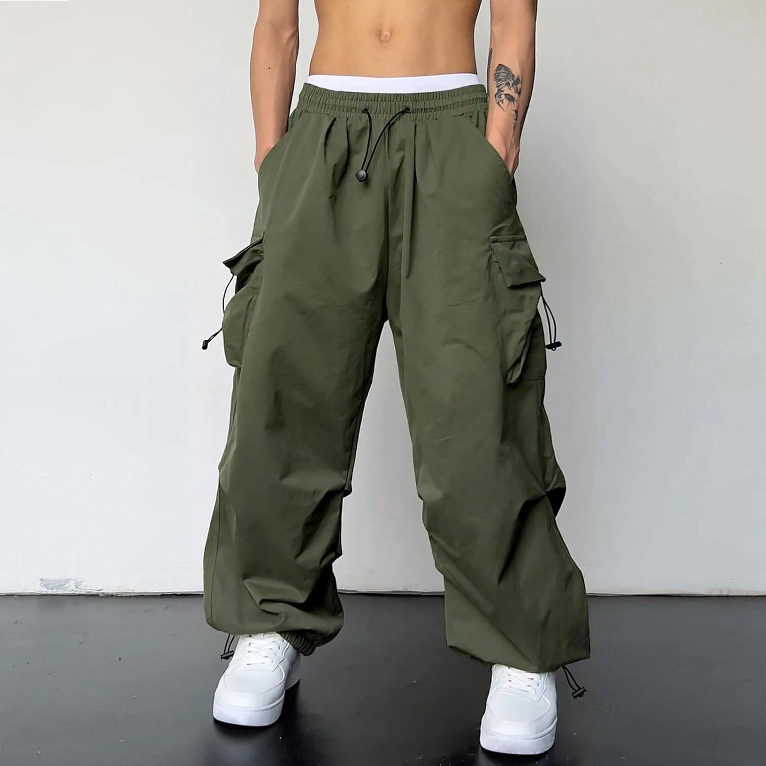 Mens Cargo Pants Casual Baggy Joggers Athletic Parachute Pant Loose Fit Sweatpants with Pockets Y2K Streetwear