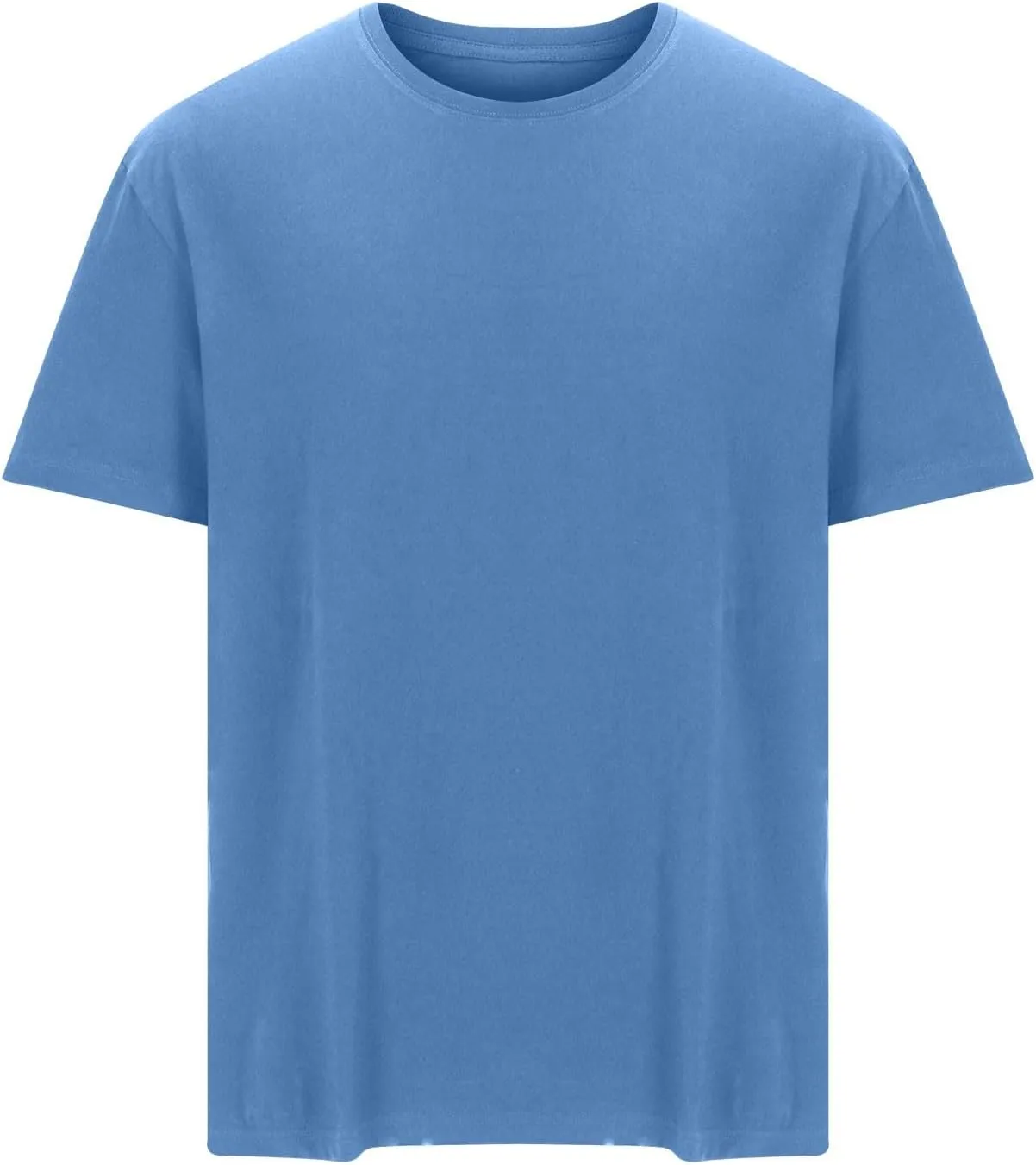 Mens Casual Shirt Short Sleeve Fashion Basic Cotton Shirts Casual Solid Crewneck Athletic Gym Workout Tee Tops