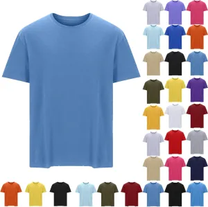 Mens Casual Shirt Short Sleeve Fashion Basic Cotton Shirts Casual Solid Crewneck Athletic Gym Workout Tee Tops
