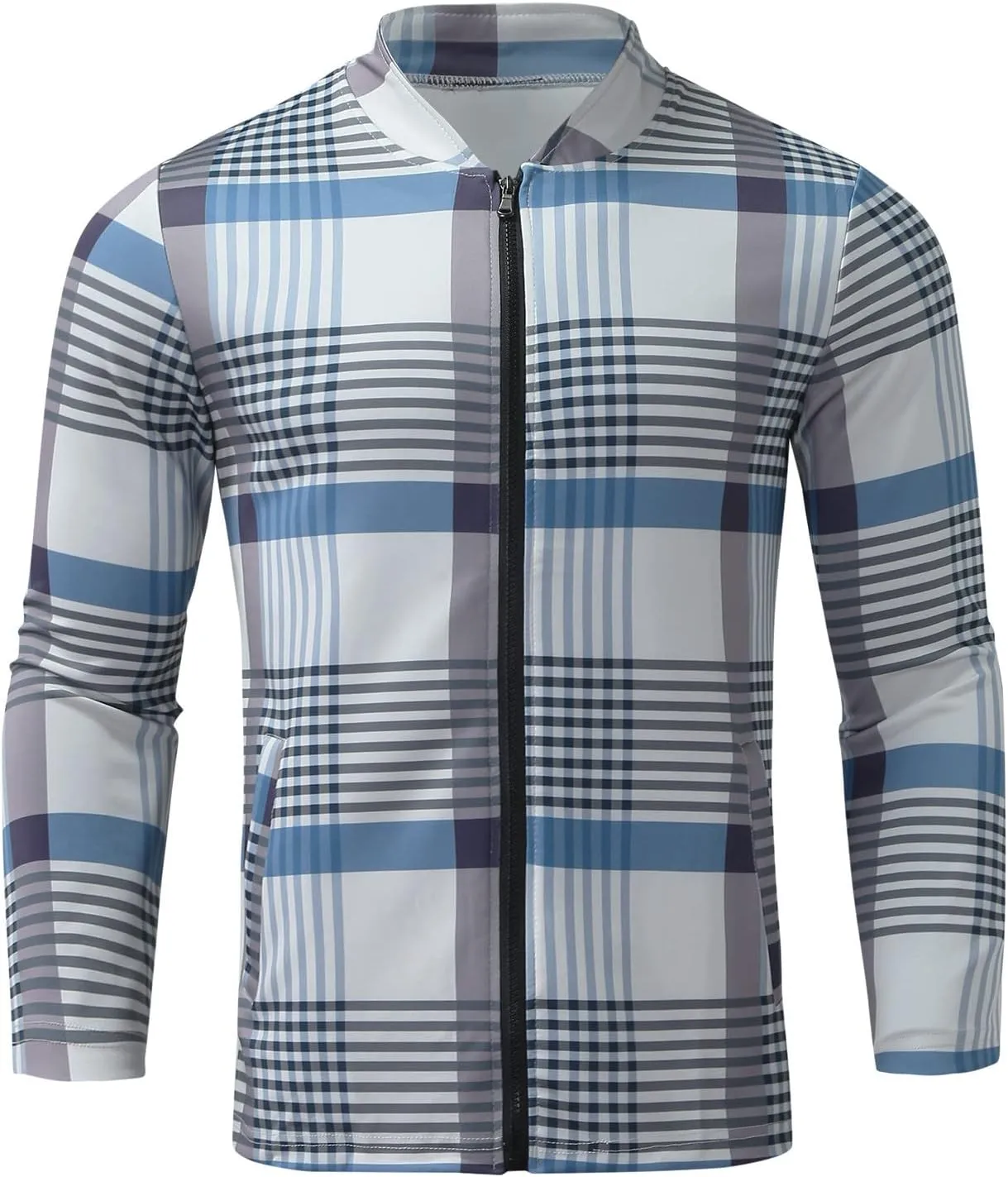 Men's Cotton Plaid Shirts Jacket Fleece Lightweight Breathable Long Sleeve Lapel Formal Shirt Plaid Flannel Shirts
