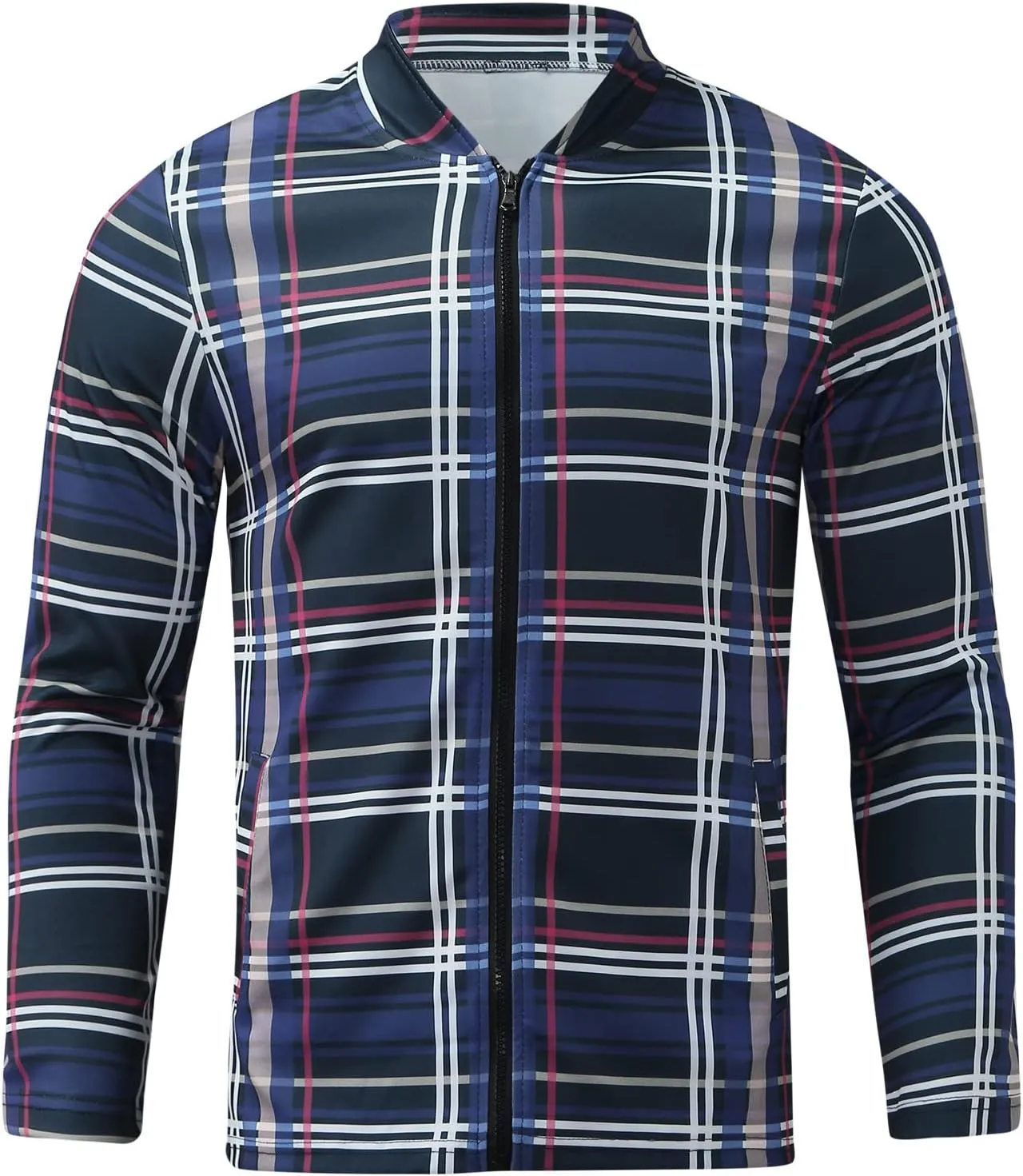 Men's Cotton Plaid Shirts Jacket Fleece Lightweight Breathable Long Sleeve Lapel Formal Shirt Plaid Flannel Shirts