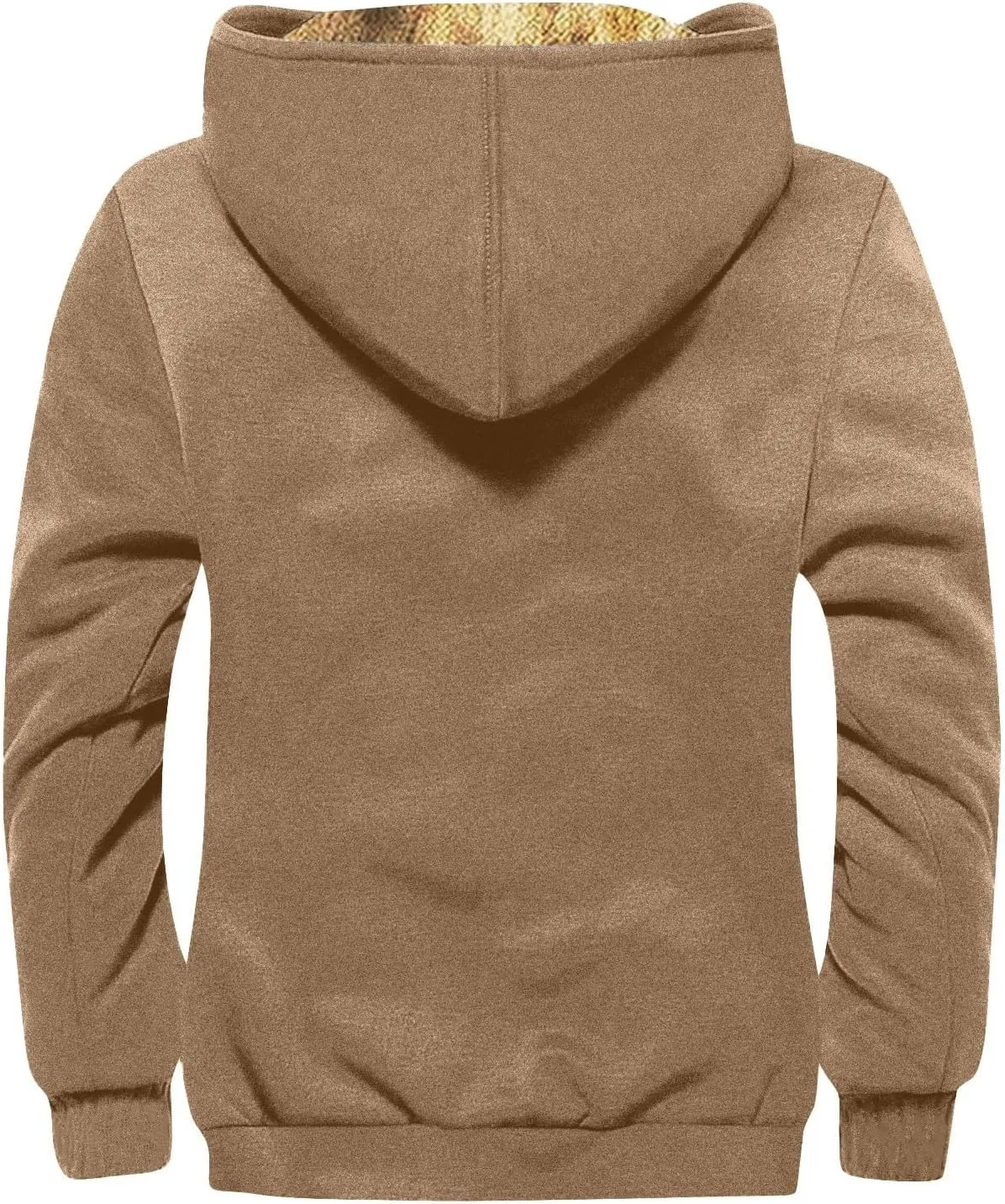 Mens Fuzzy Sherpa Jacket Long Sleeve Fleece Zip Up Coat Parka Warm Over Outerwear Windbreaker Casual Hoodies Hooded