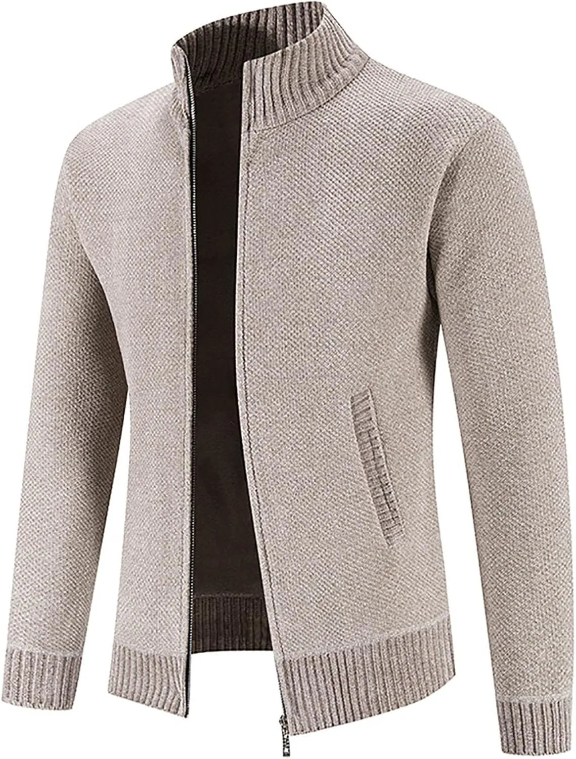 Mens Light Weight Cardigan Sweater With Pockets Long Sleeve Knitted Jackets Casual Full Zip Button Cardigan Coats