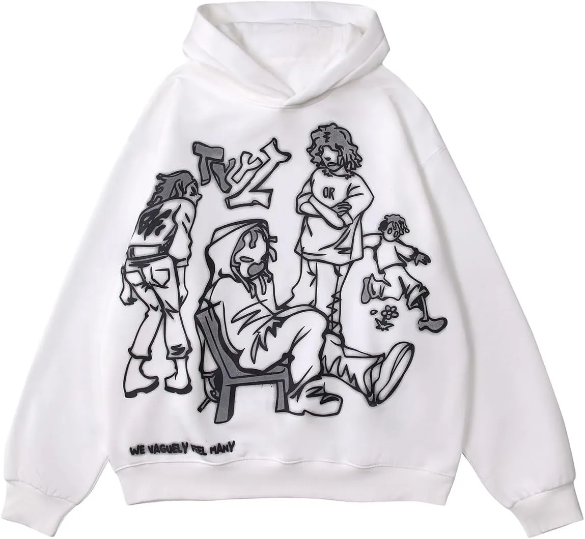 Men's Oversized Hoodie Pullover Unisex Graphic Sweatshirts Hoodies Casual Tunic Anime Streetwear Aesthetic Top