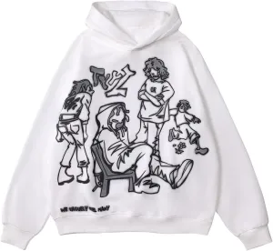 Men's Oversized Hoodie Pullover Unisex Graphic Sweatshirts Hoodies Casual Tunic Anime Streetwear Aesthetic Top