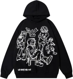 Men's Oversized Hoodie Pullover Unisex Graphic Sweatshirts Hoodies Casual Tunic Anime Streetwear Aesthetic Top