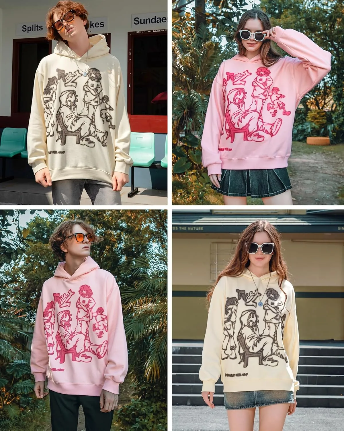 Men's Oversized Hoodie Pullover Unisex Graphic Sweatshirts Hoodies Casual Tunic Anime Streetwear Aesthetic Top