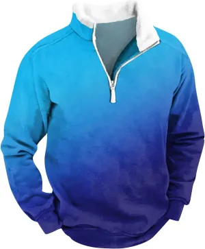 Men's Quarter Zipper Sherpa Sweatshirts 2025 Winter Thick Pullover Half Zip Stand Collar Fit Casual Tactical Jacket