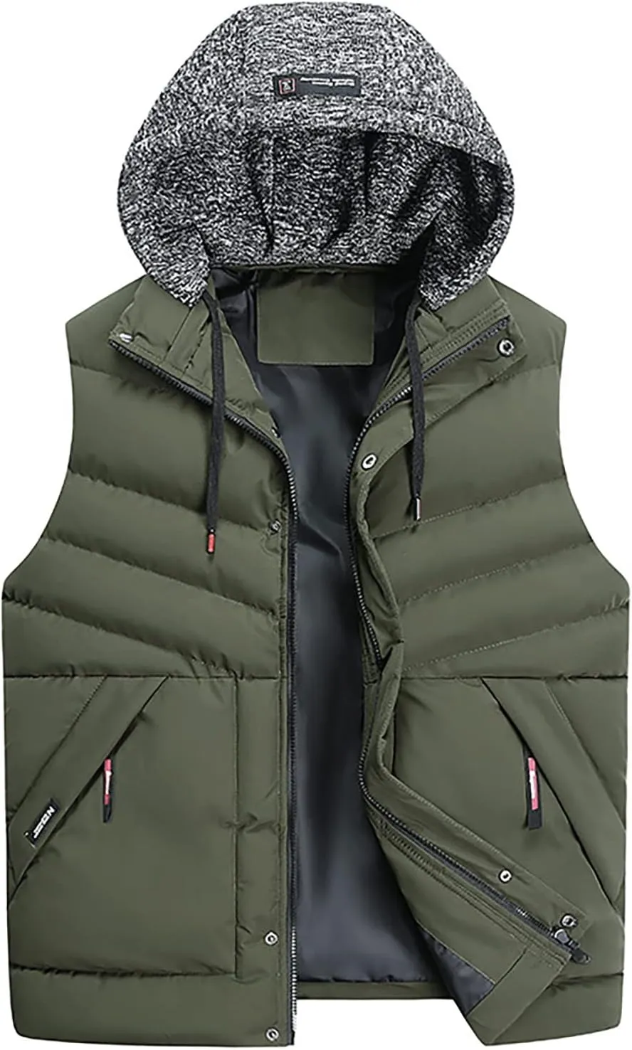 Men's Quilted Winter Vest,Plus Size Hooded Vest Outwear Slim Lightweight Warm Zipper Sleeveless Jacket Coats Pocket
