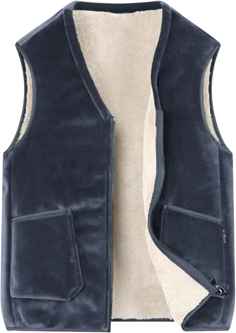 Men's Thicken Winter Vest,Lightweight Fleece Vest Outwear Sherpa Lined Full Zip Sleeveless Jacket Coats with Pocket
