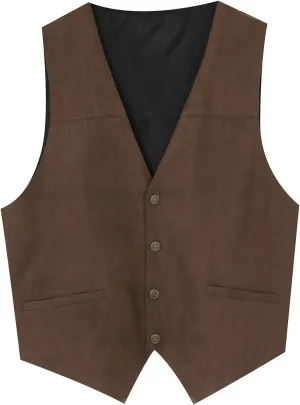 Mens Vests Leather V Neck Pocket Retro Color Vest Blouse With Button Purple Vest Brown Vest Men Black Mens Dress