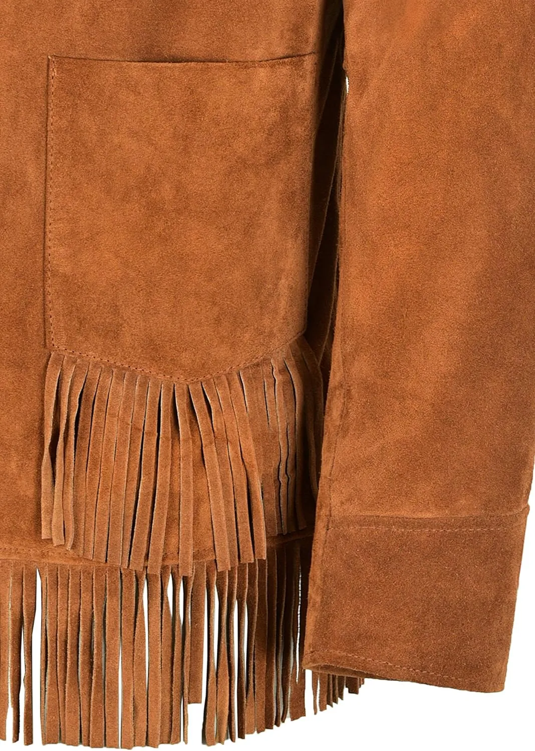Mens Western Fringes Leather Jacket Tan Classic Fringe Real Suede Jacket 4198