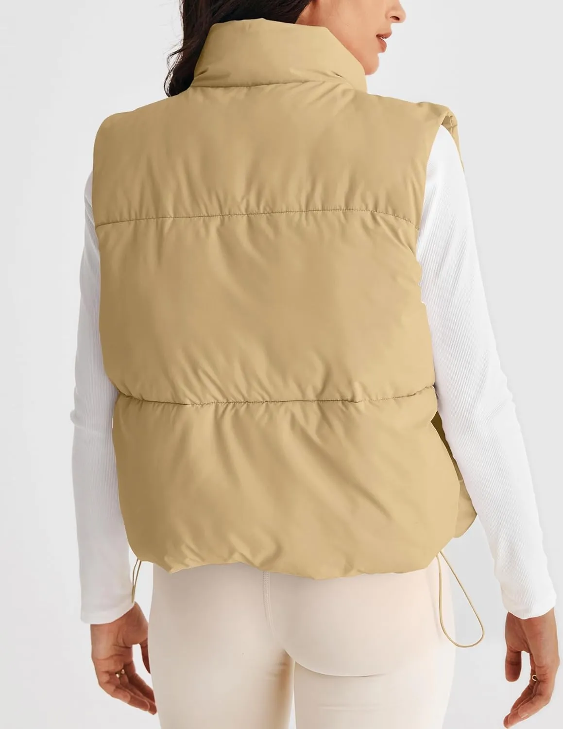 MEROKEETY Womens Puffer Vest Stand Collar Zip Up Sleeveless Padded Gilet Coat with Pockets