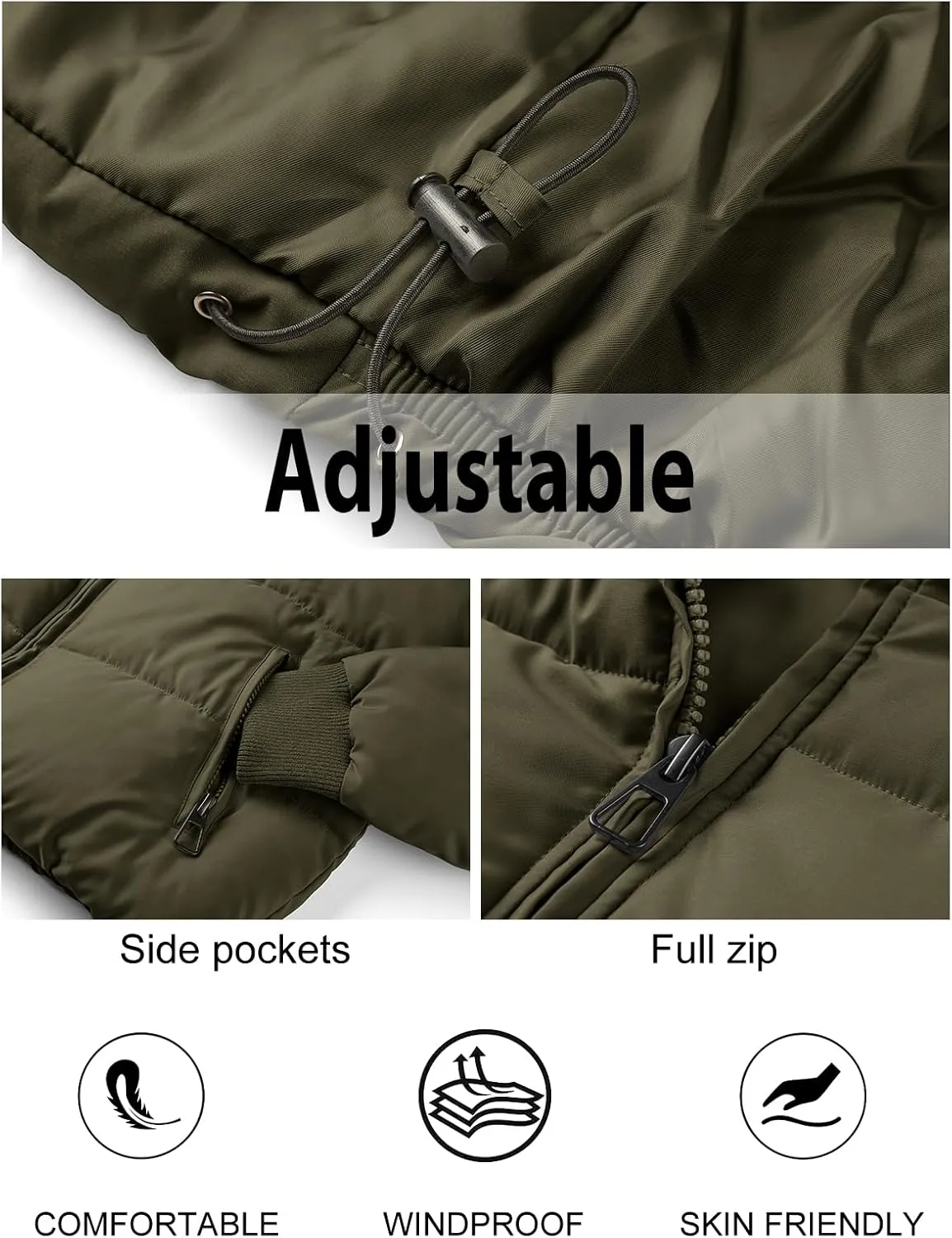 MEROKEETY Women's Winter Cropped Puffer Jacket Long Sleeve Oversized Stand Collar Zip-Up Short Coat