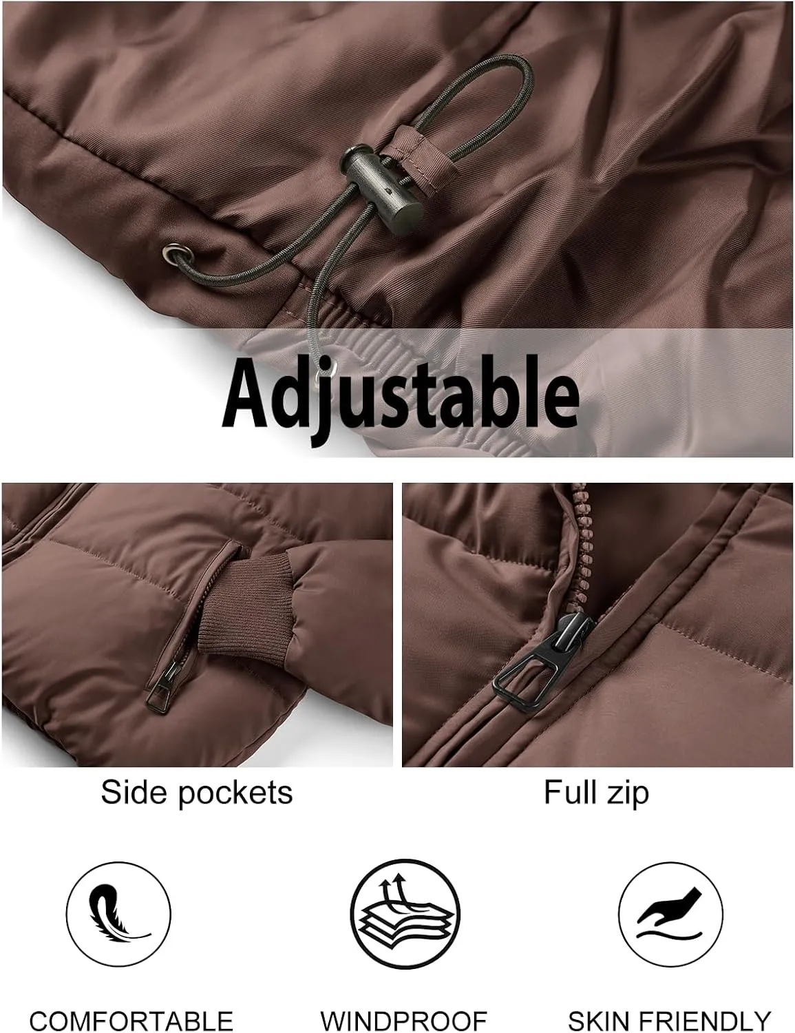 MEROKEETY Women's Winter Cropped Puffer Jacket Long Sleeve Oversized Stand Collar Zip-Up Short Coat