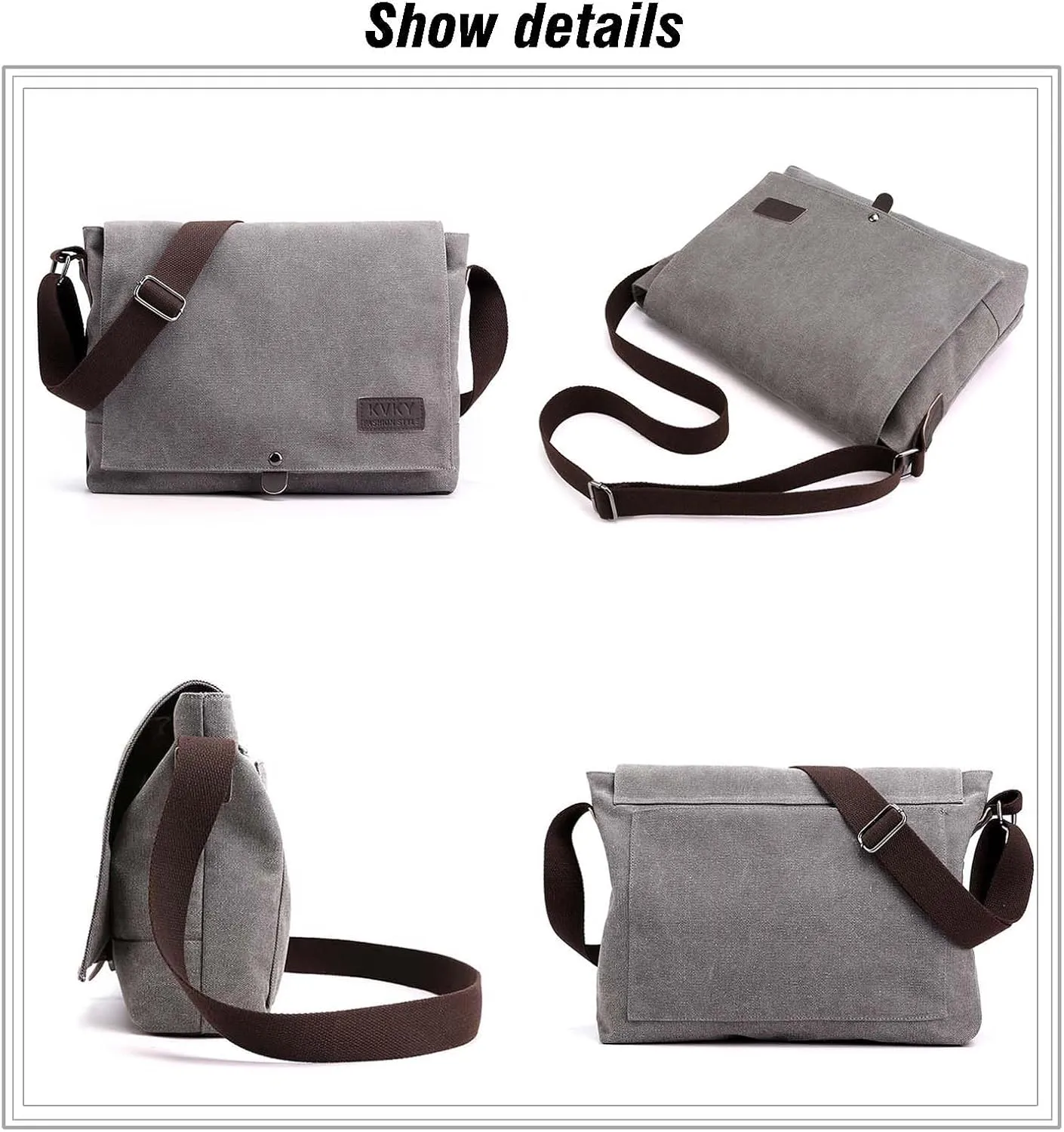 Messenger Bag for Men Canvas Crossbody Bag Shoulder Bag Men Rugged Satchel Shoulder Bag Suitable for Leisure, Work