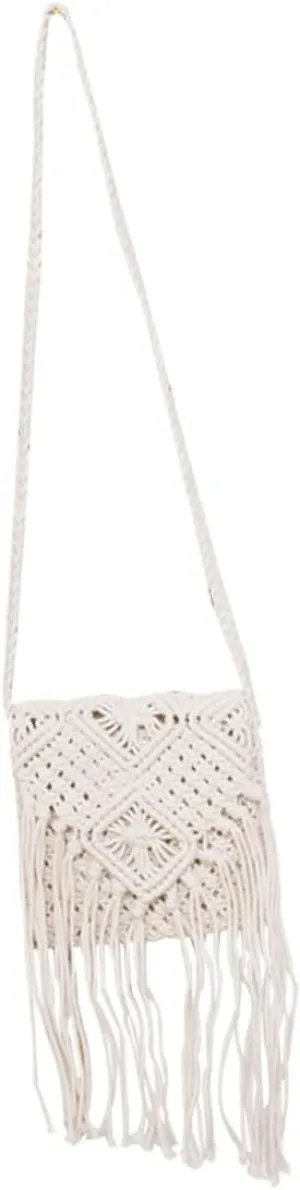 Mikinona fringe crossbody purse Crochet shoulder bag crochet change purse fringed messenger bag Crossbody Bags