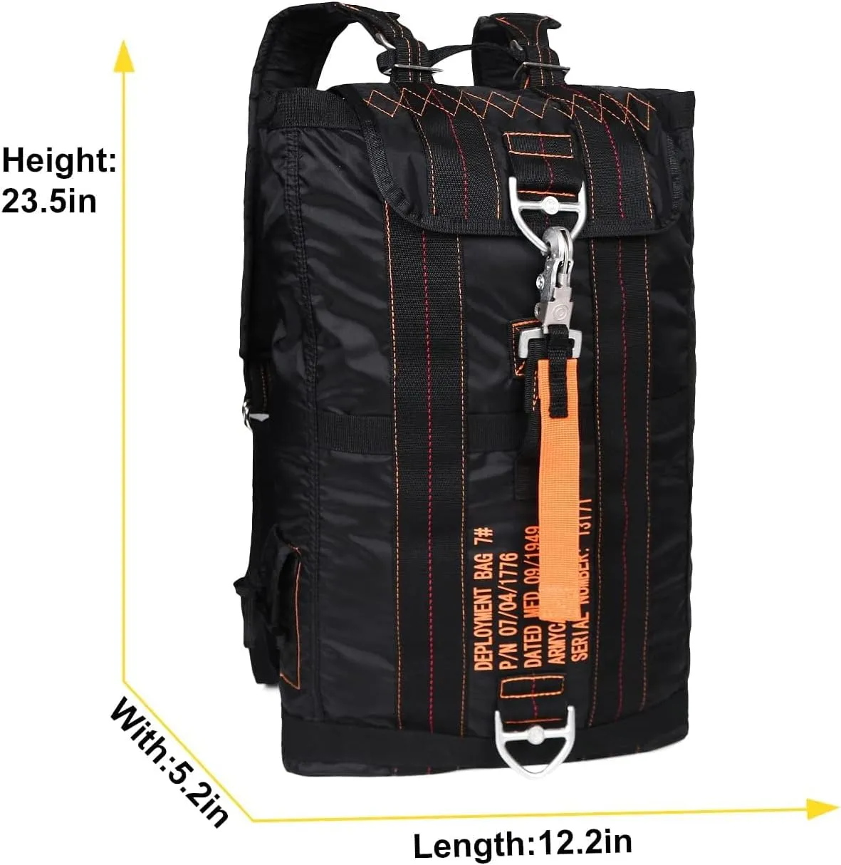 Military Tactical Backpack Parachute Buckles Hook Nylon Rucksacks Flight Backpacks Day Pack for Outdoor,Hiking,Camping (Black)