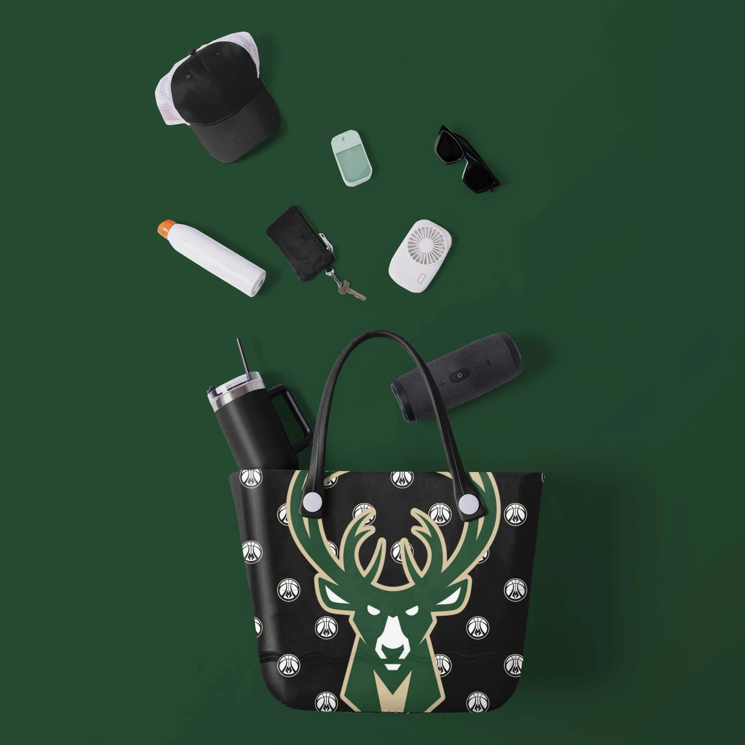 Milwaukee Bucks Big Logo Mini Print Tailgate Tote Bag