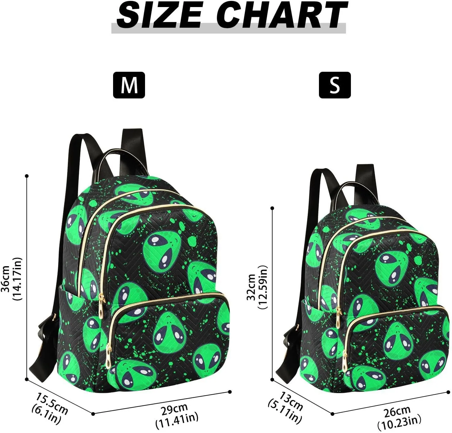 Mini Backpack Green Alien Fashion Backpack Purse for Women,Handbag Shoulder Bag Casual Daypack, Ladies Gift for College Work (S)