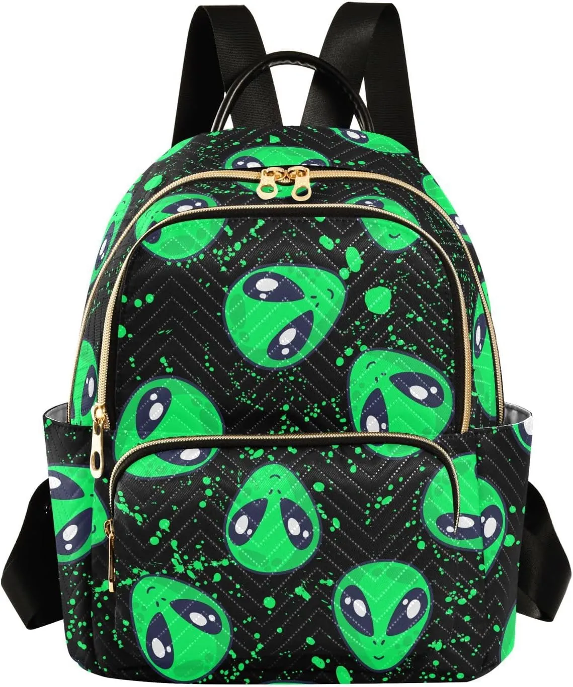 Mini Backpack Green Alien Fashion Backpack Purse for Women,Handbag Shoulder Bag Casual Daypack, Ladies Gift for College Work (S)