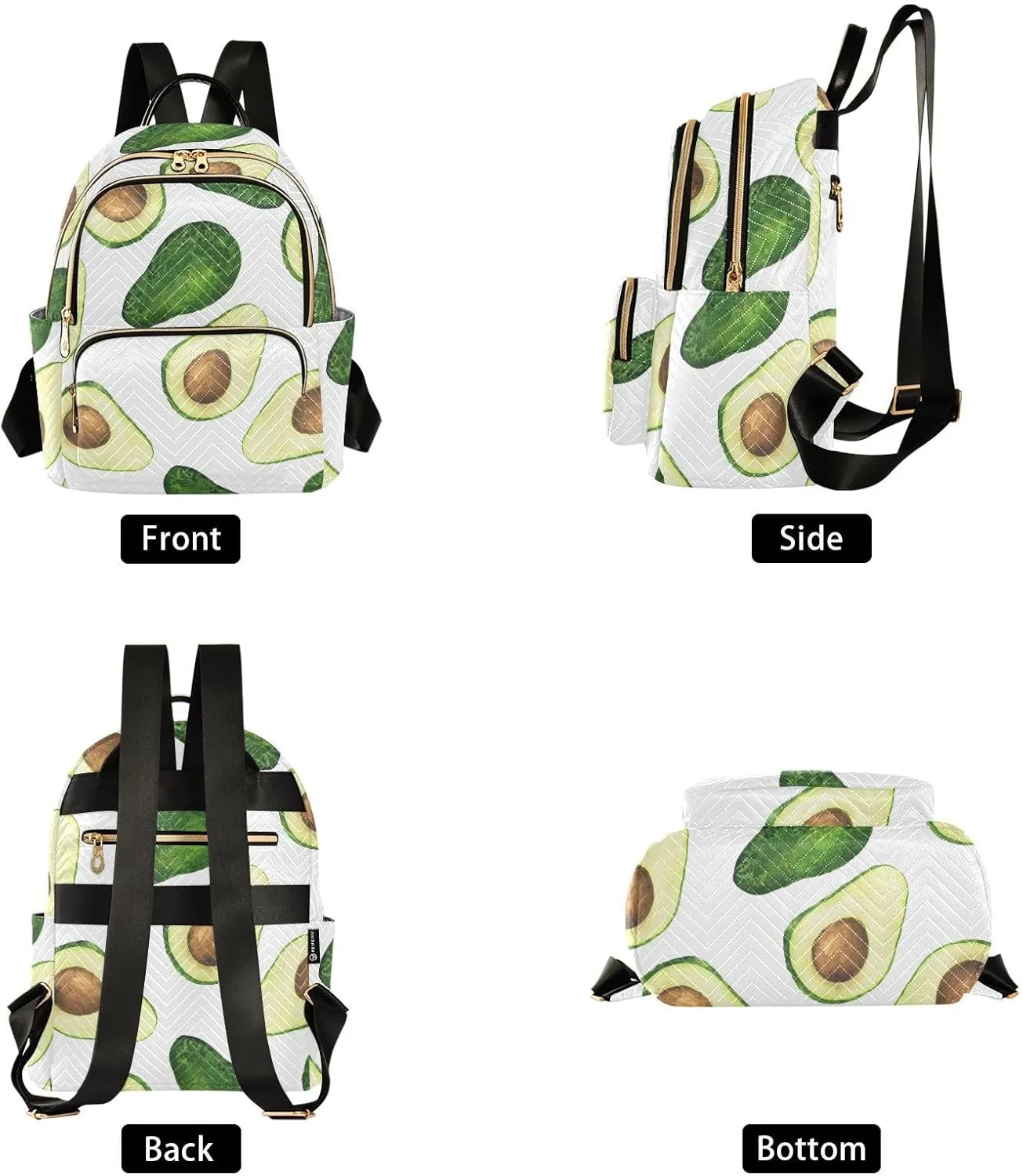 Mini Backpack Quilted Purse for Womens Small Backpack Daypack Avocado Print for Travel Daily Outing,Multi1