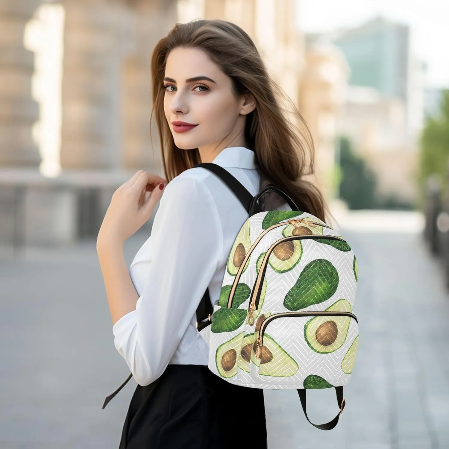 Mini Backpack Quilted Purse for Womens Small Backpack Daypack Avocado Print for Travel Daily Outing,Multi1