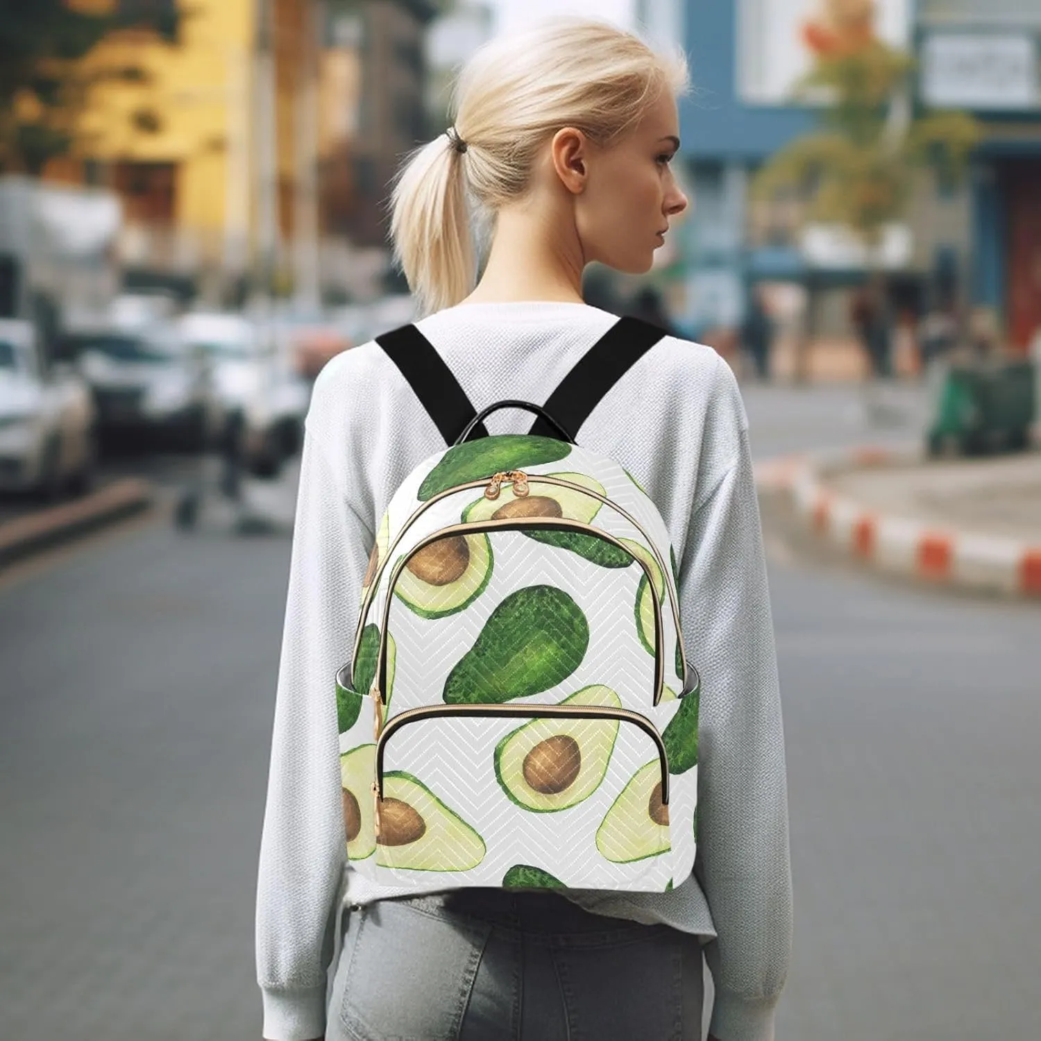 Mini Backpack Quilted Purse for Womens Small Backpack Daypack Avocado Print for Travel Daily Outing,Multi1