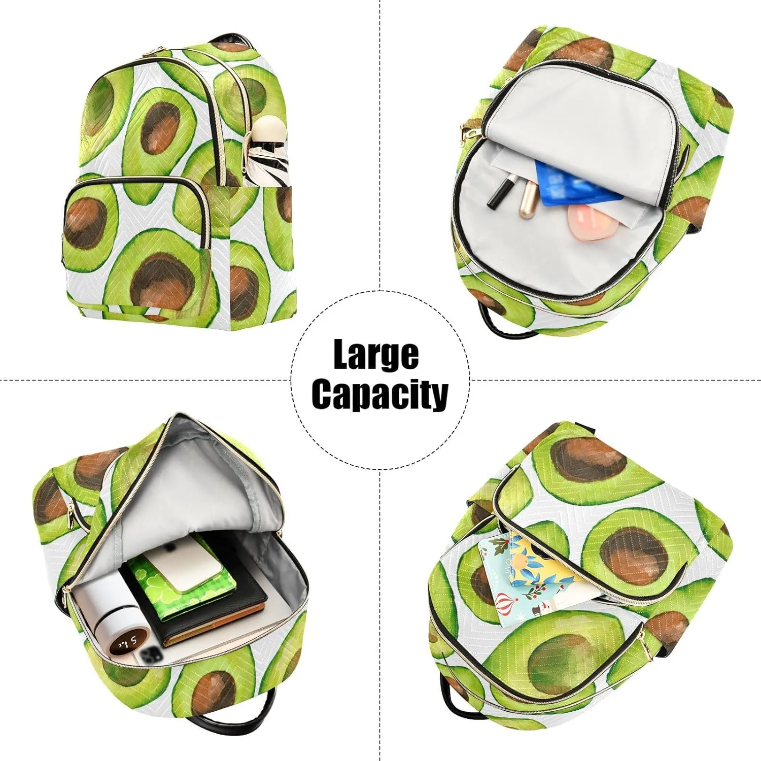 Mini Backpack Quilted Purse for Womens Small Backpack Daypack Avocado Print for Travel Daily Outing,Multi3