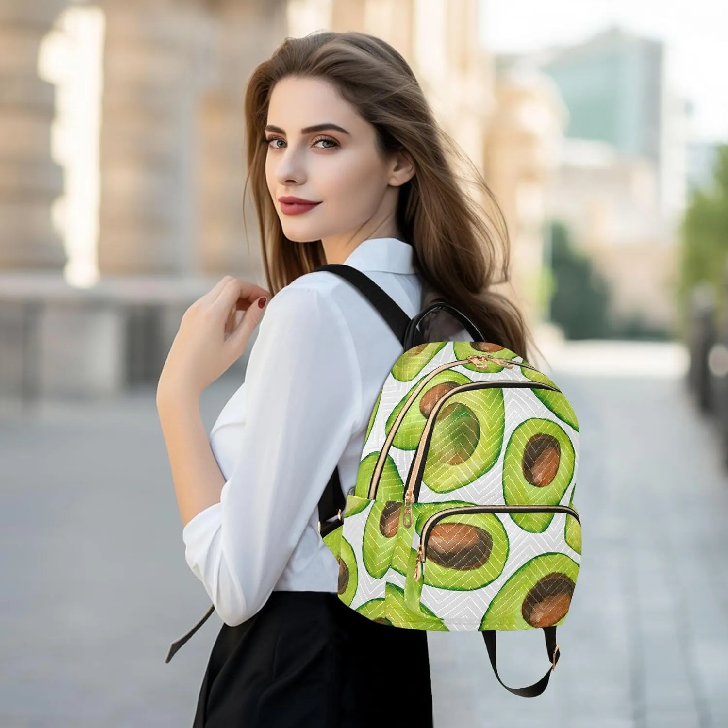 Mini Backpack Quilted Purse for Womens Small Backpack Daypack Avocado Print for Travel Daily Outing,Multi3