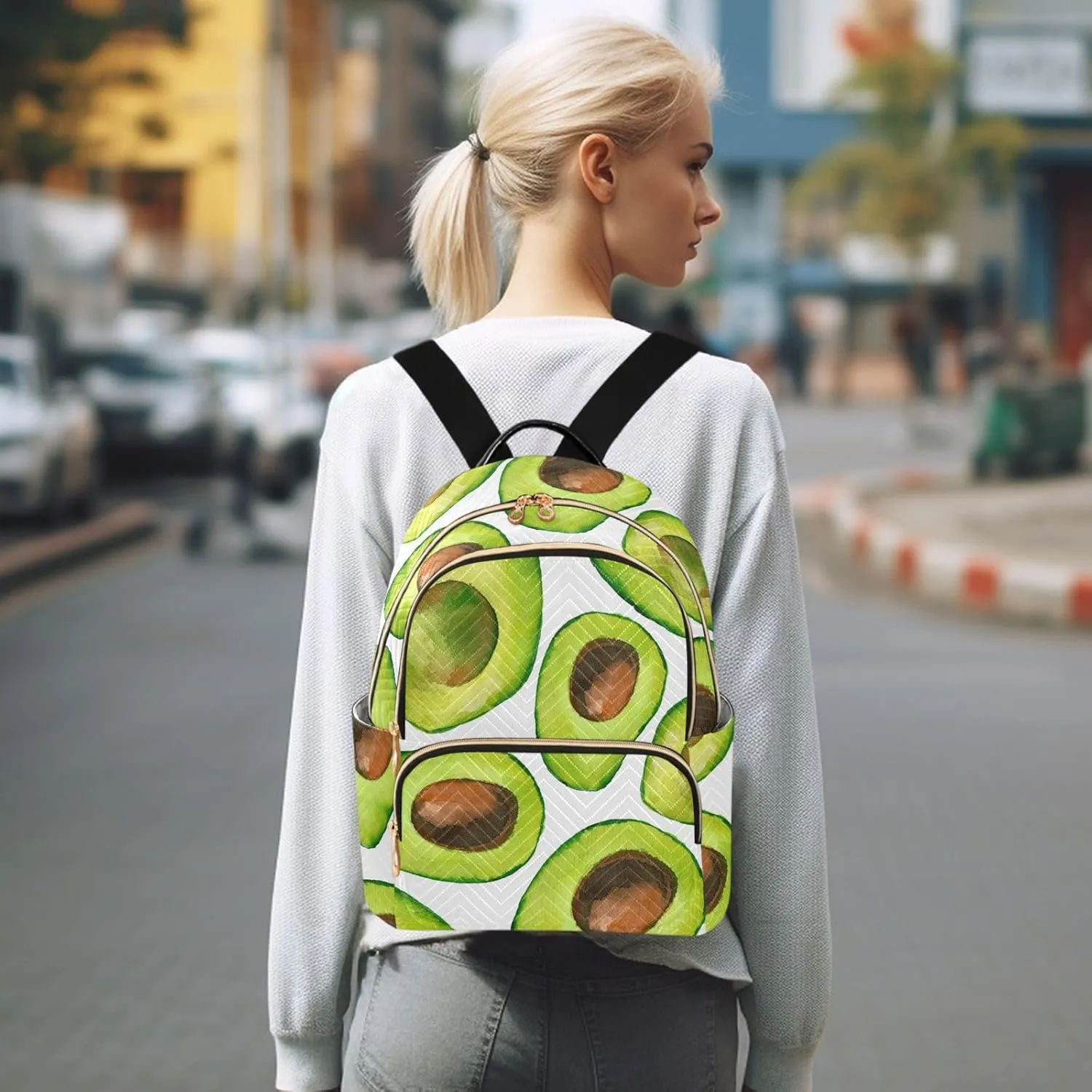 Mini Backpack Quilted Purse for Womens Small Backpack Daypack Avocado Print for Travel Daily Outing,Multi3