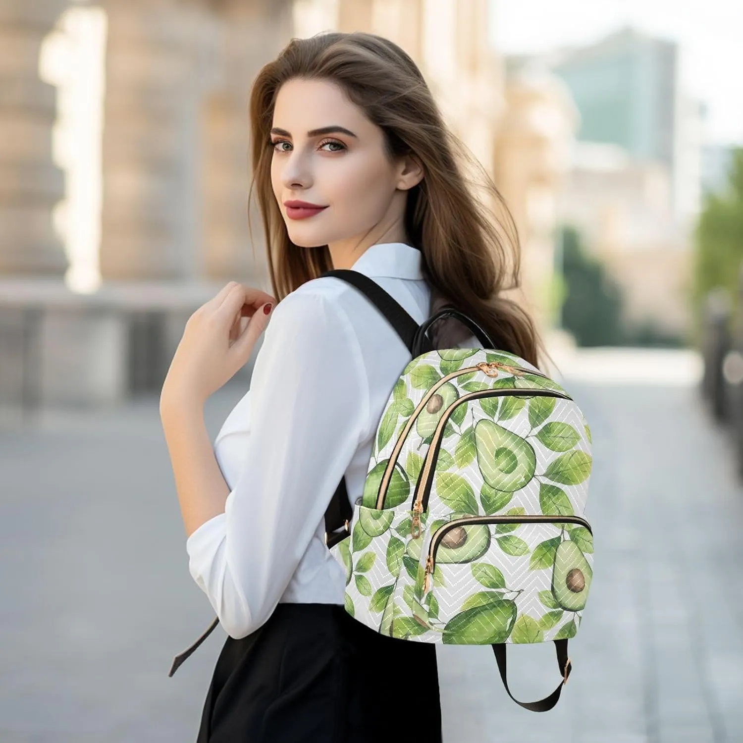 Mini Backpack Quilted Purse for Womens Small Backpack Daypack Avocado Print for Travel Daily Outing,Multi4