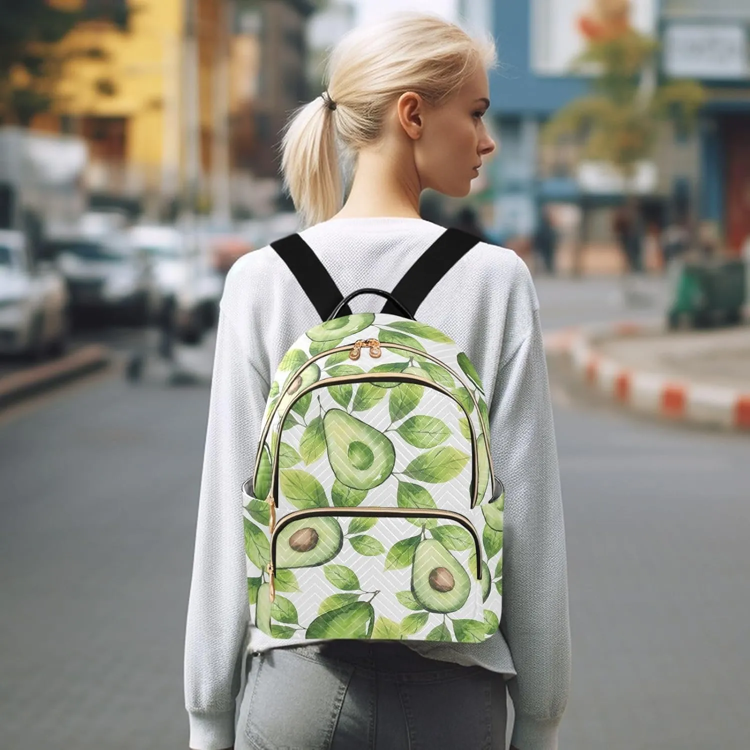 Mini Backpack Quilted Purse for Womens Small Backpack Daypack Avocado Print for Travel Daily Outing,Multi4