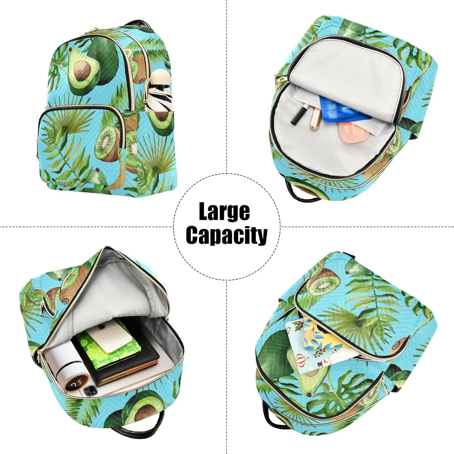 Mini Backpack Quilted Purse for Womens Small Backpack Daypack Avocado Print for Travel Daily Outing,Multi7