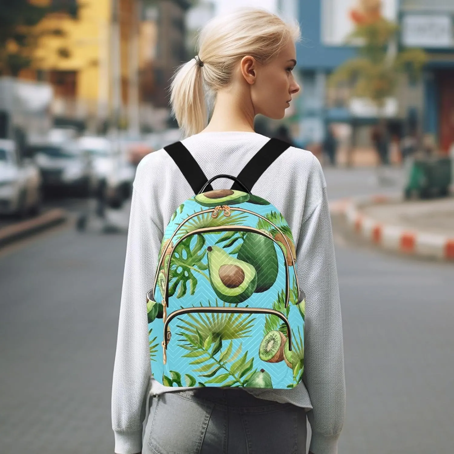 Mini Backpack Quilted Purse for Womens Small Backpack Daypack Avocado Print for Travel Daily Outing,Multi7