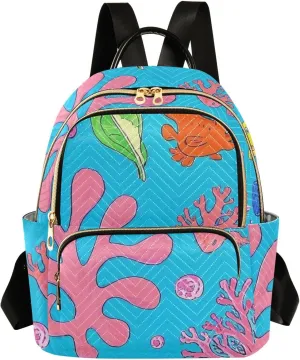 Mini Backpack Quilted Purse for Womens Small Backpack Daypack Coral Print for Travel Daily Work,Multi10