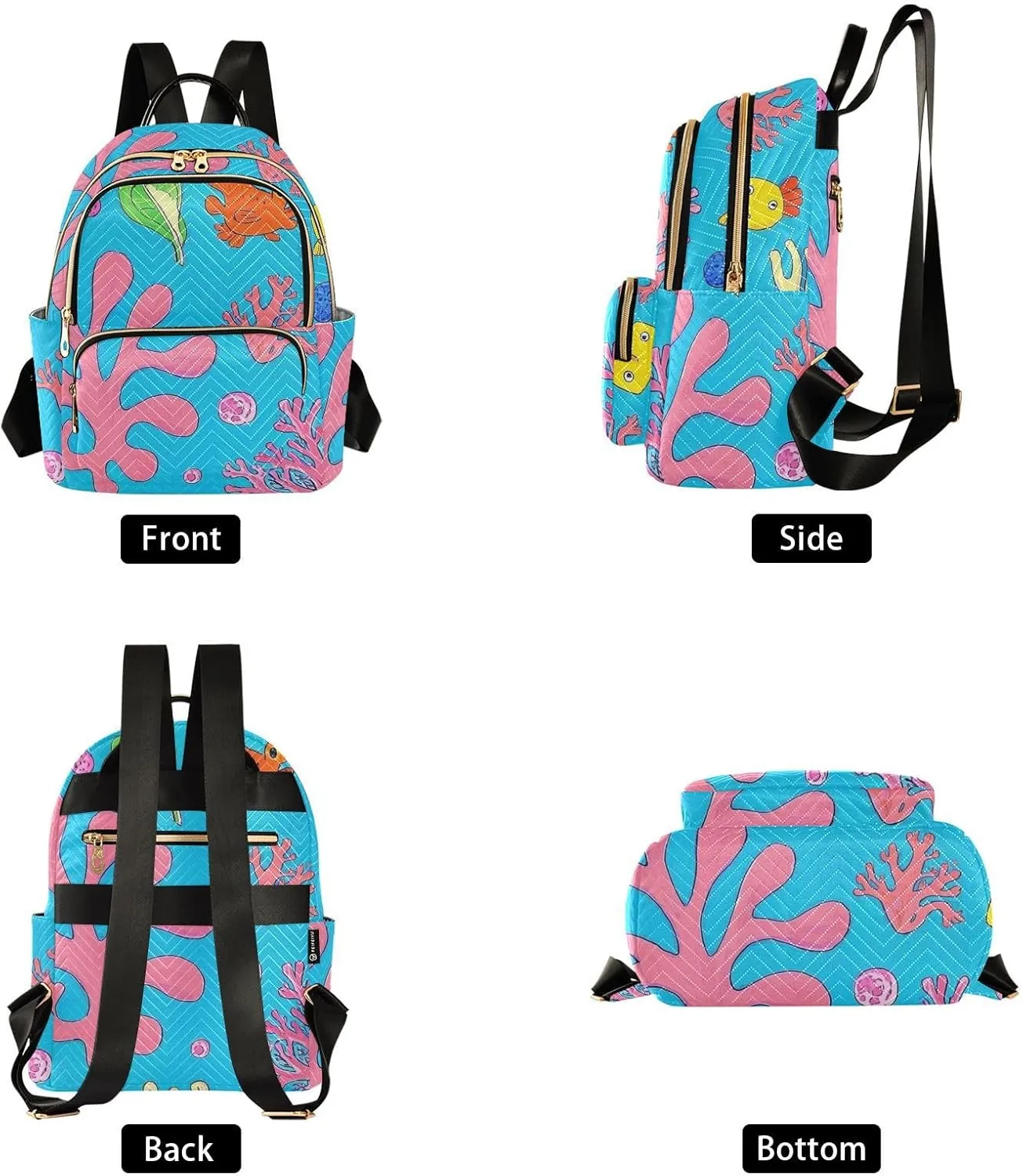 Mini Backpack Quilted Purse for Womens Small Backpack Daypack Coral Print for Travel Daily Work,Multi10