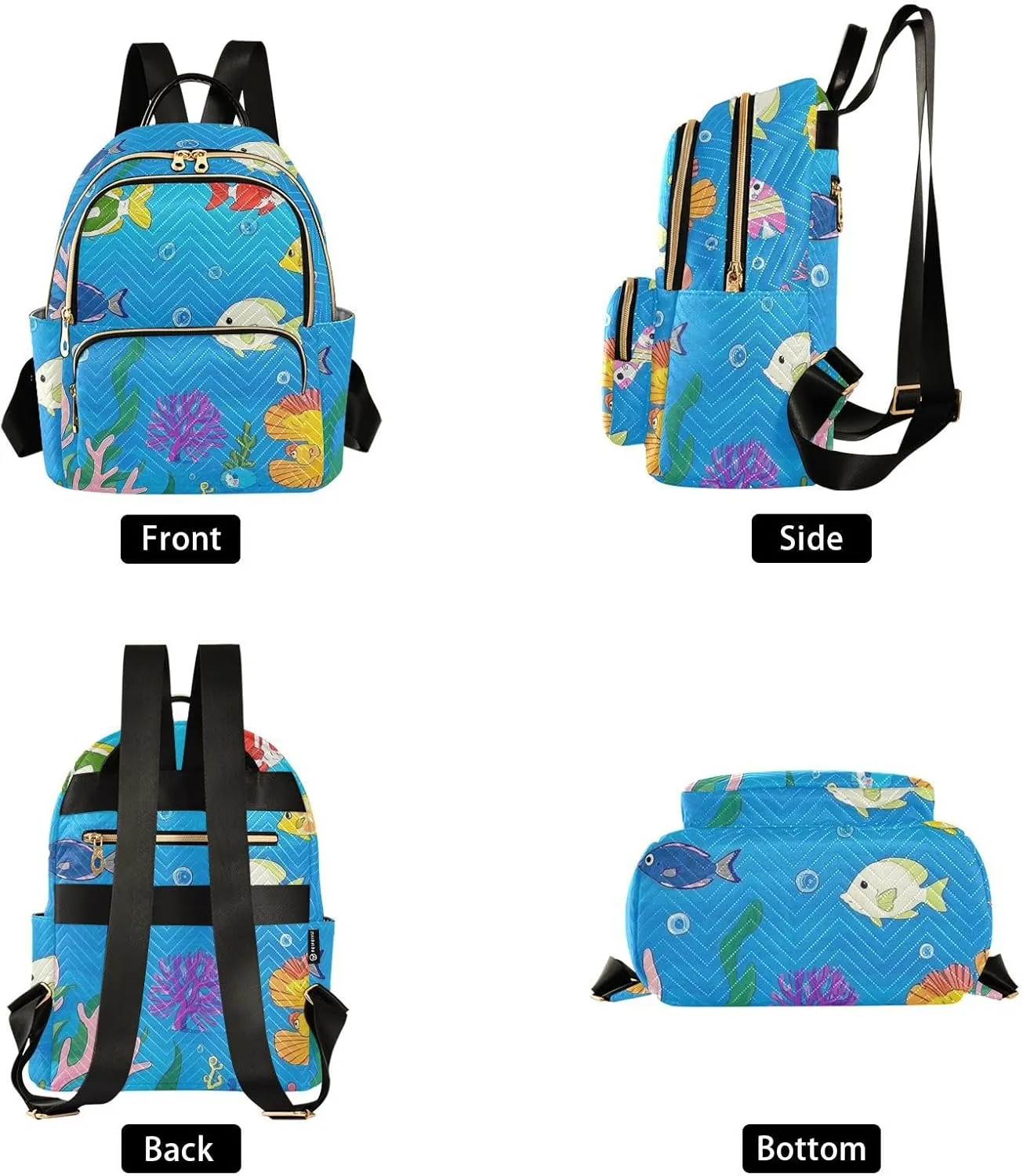 Mini Backpack Quilted Purse for Womens Small Backpack Daypack Coral Print for Travel Daily Work,Multi12