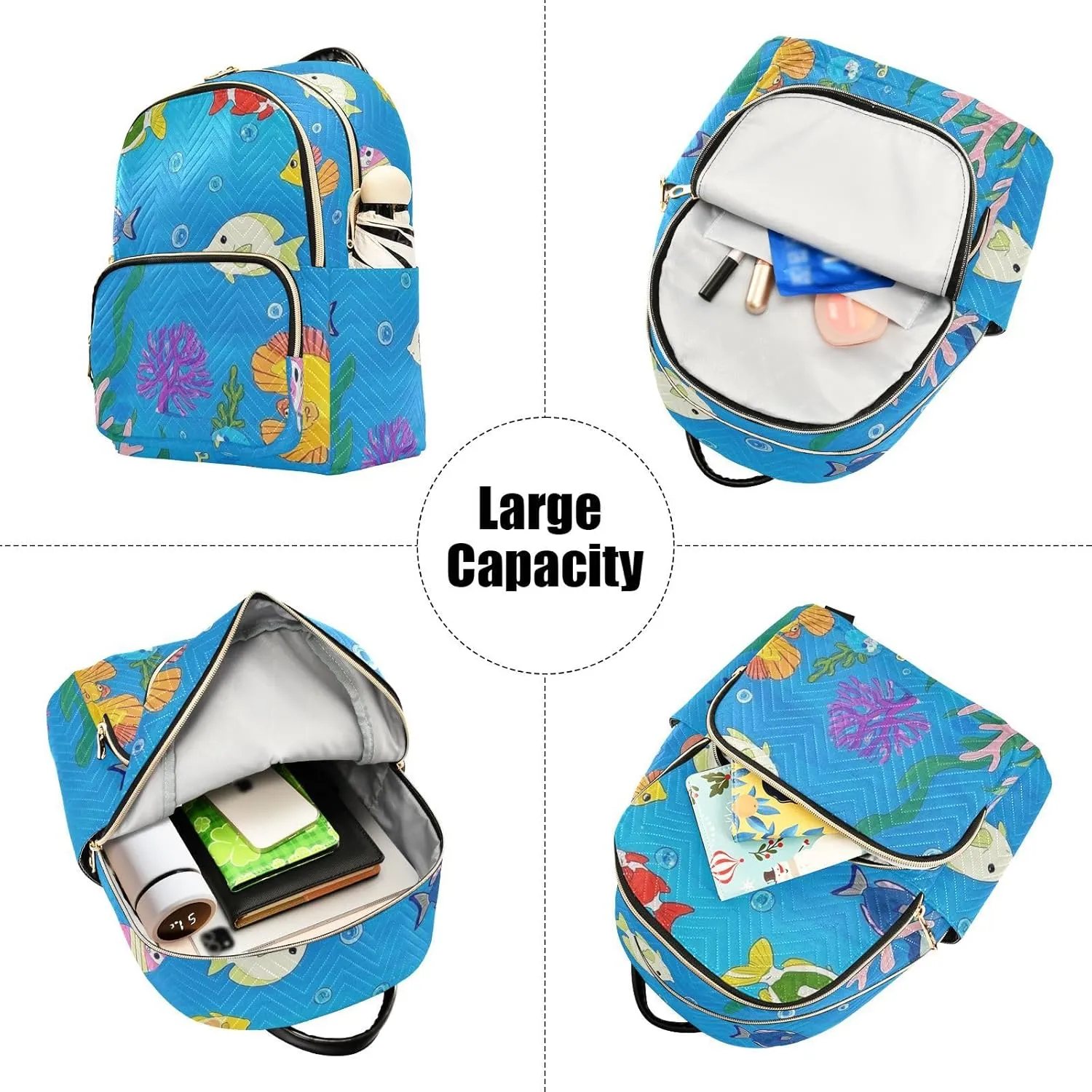 Mini Backpack Quilted Purse for Womens Small Backpack Daypack Coral Print for Travel Daily Work,Multi12