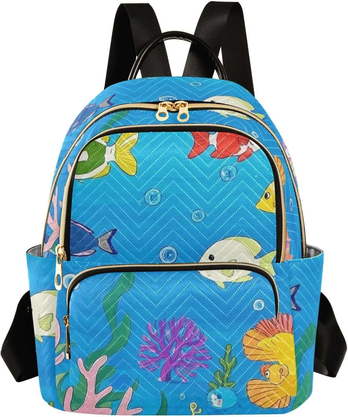 Mini Backpack Quilted Purse for Womens Small Backpack Daypack Coral Print for Travel Daily Work,Multi12