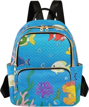 Mini Backpack Quilted Purse for Womens Small Backpack Daypack Coral Print for Travel Daily Work,Multi12