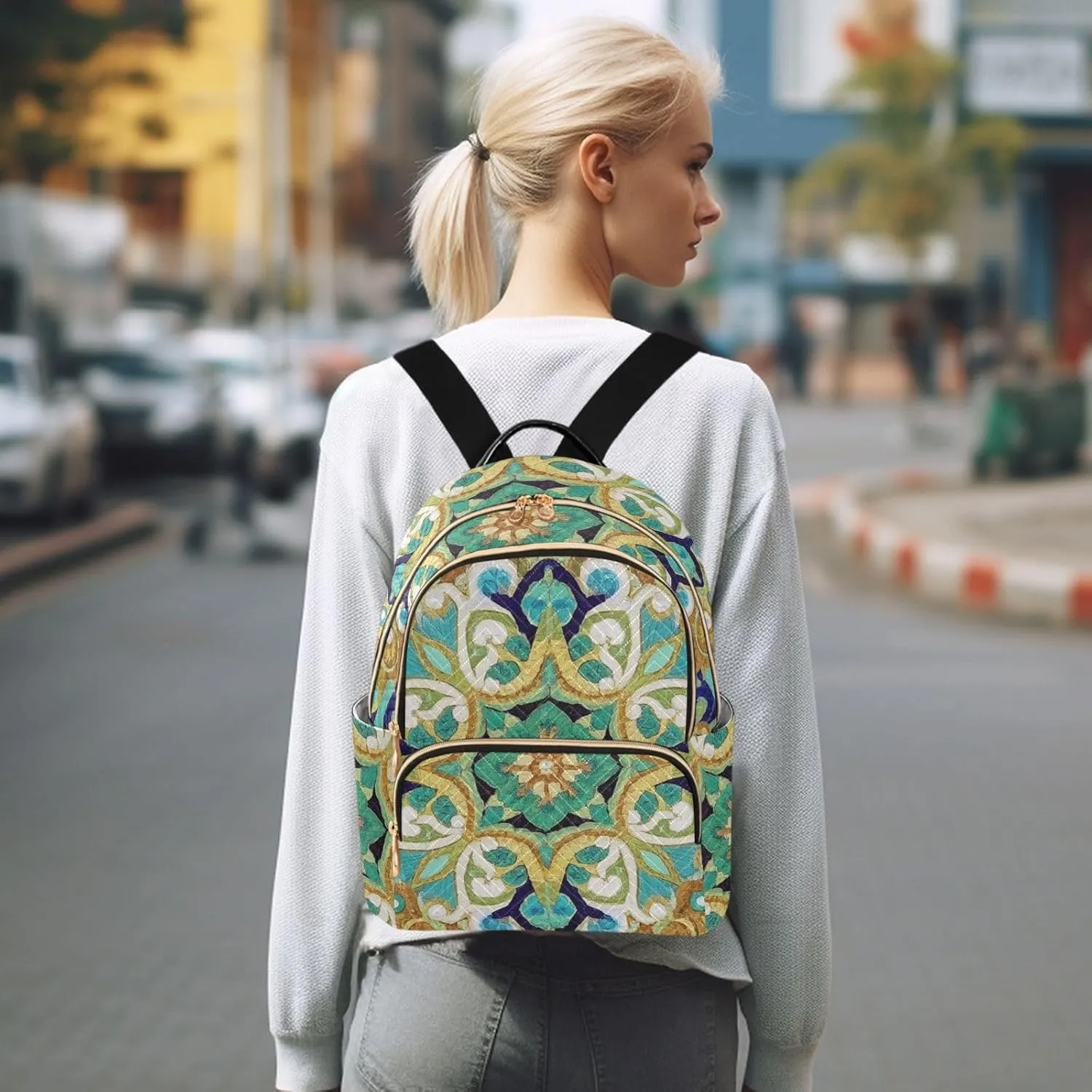 Mini Backpack Quilted Purse for Womens Small Backpack Daypack Embroider Design for Travel Daily Work,Multi2