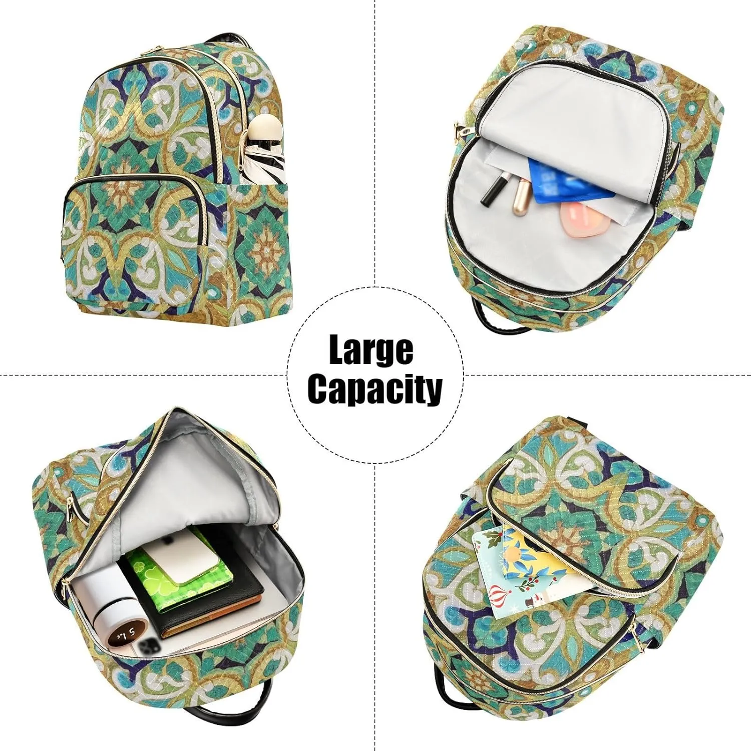 Mini Backpack Quilted Purse for Womens Small Backpack Daypack Embroider Design for Travel Daily Work,Multi2