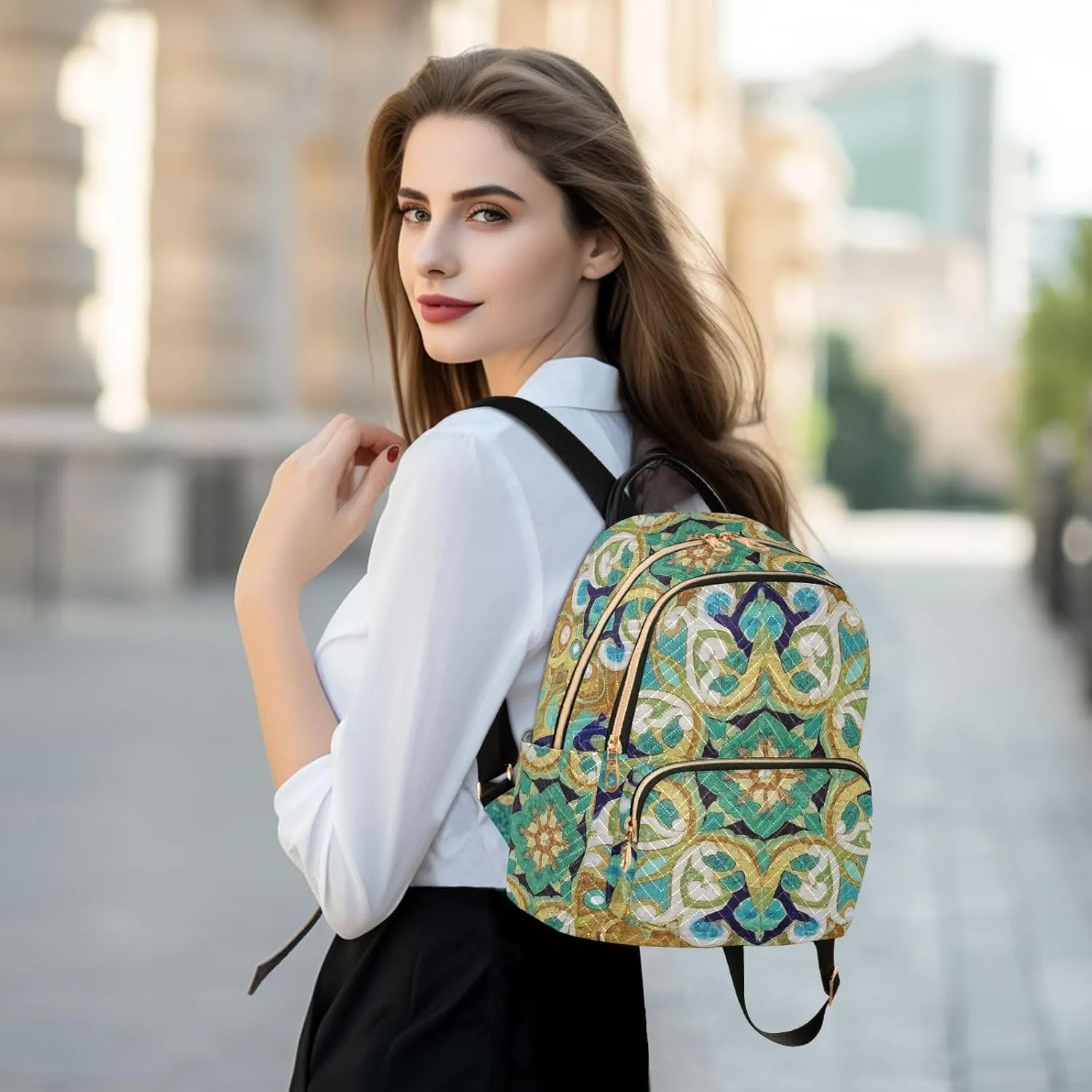 Mini Backpack Quilted Purse for Womens Small Backpack Daypack Embroider Design for Travel Daily Work,Multi2
