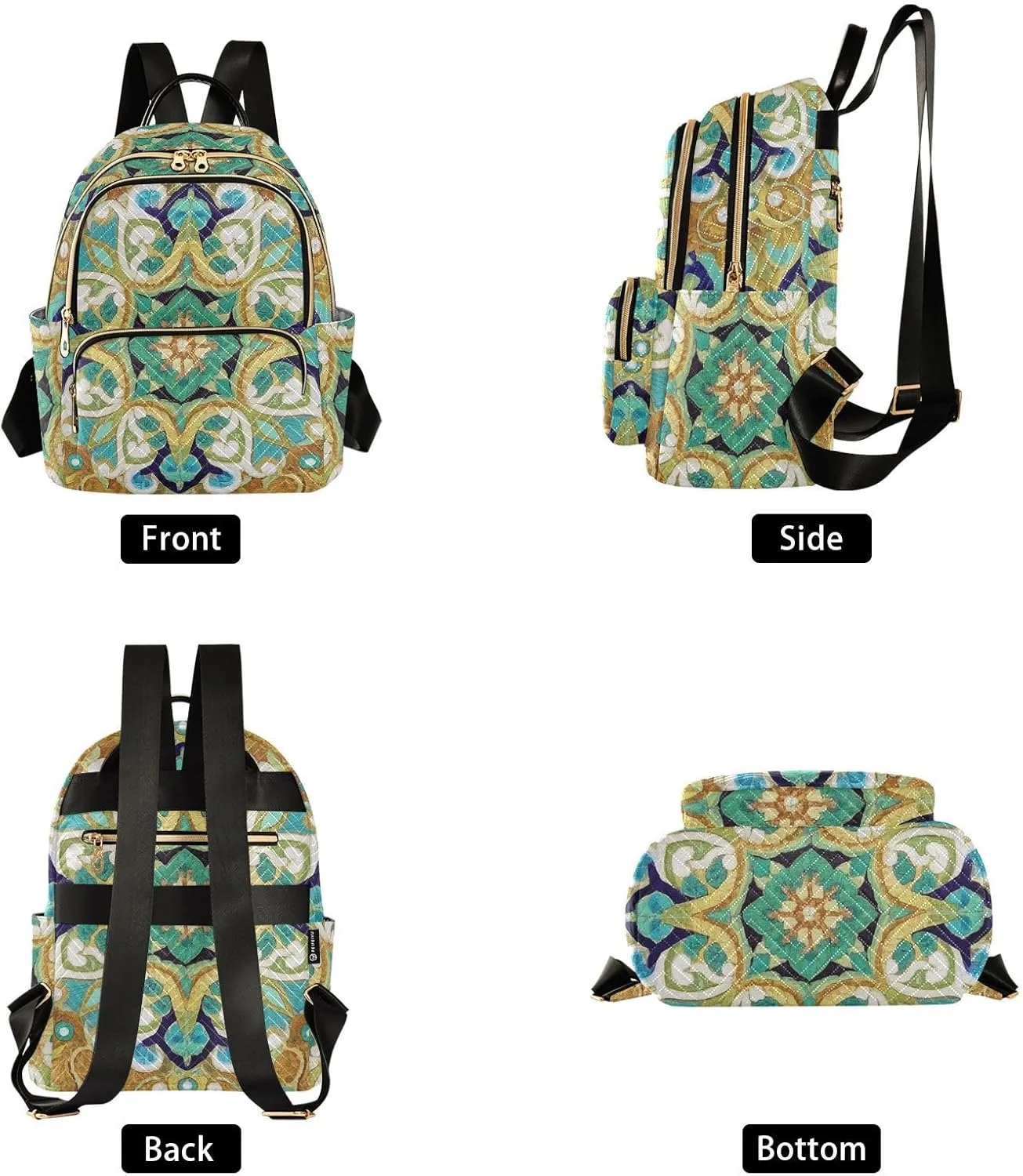 Mini Backpack Quilted Purse for Womens Small Backpack Daypack Embroider Design for Travel Daily Work,Multi2