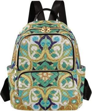 Mini Backpack Quilted Purse for Womens Small Backpack Daypack Embroider Design for Travel Daily Work,Multi2