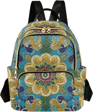 Mini Backpack Quilted Purse for Womens Small Backpack Daypack Embroider Pattern for Travel Daily Work,Multi5
