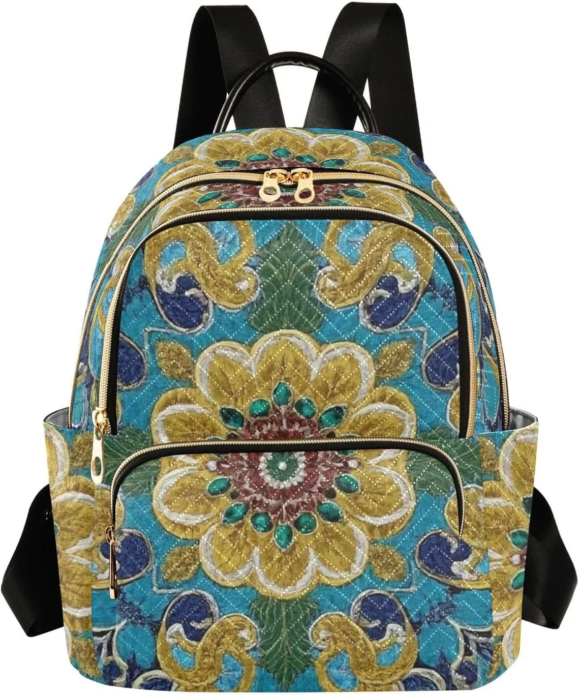 Mini Backpack Quilted Purse for Womens Small Backpack Daypack Embroider Pattern for Travel Daily Work,Multi5