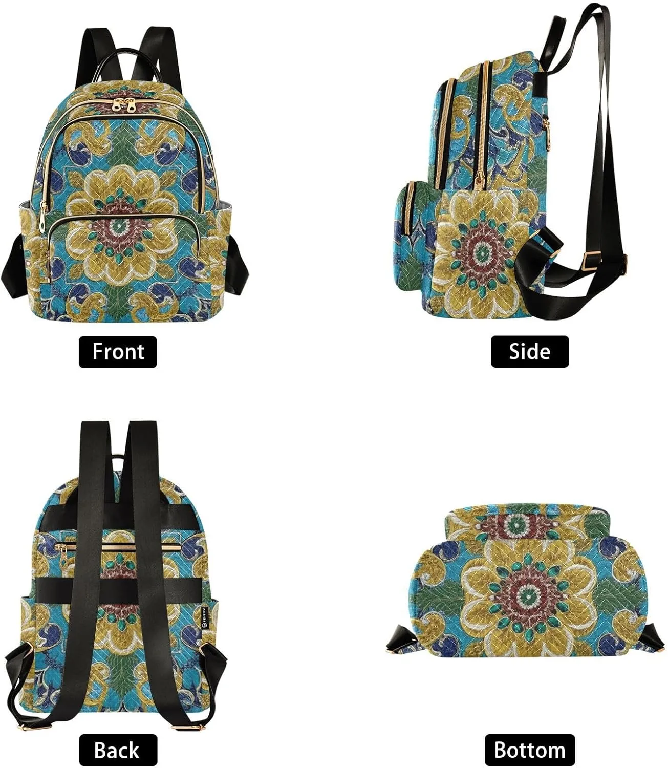 Mini Backpack Quilted Purse for Womens Small Backpack Daypack Embroider Pattern for Travel Daily Work,Multi5